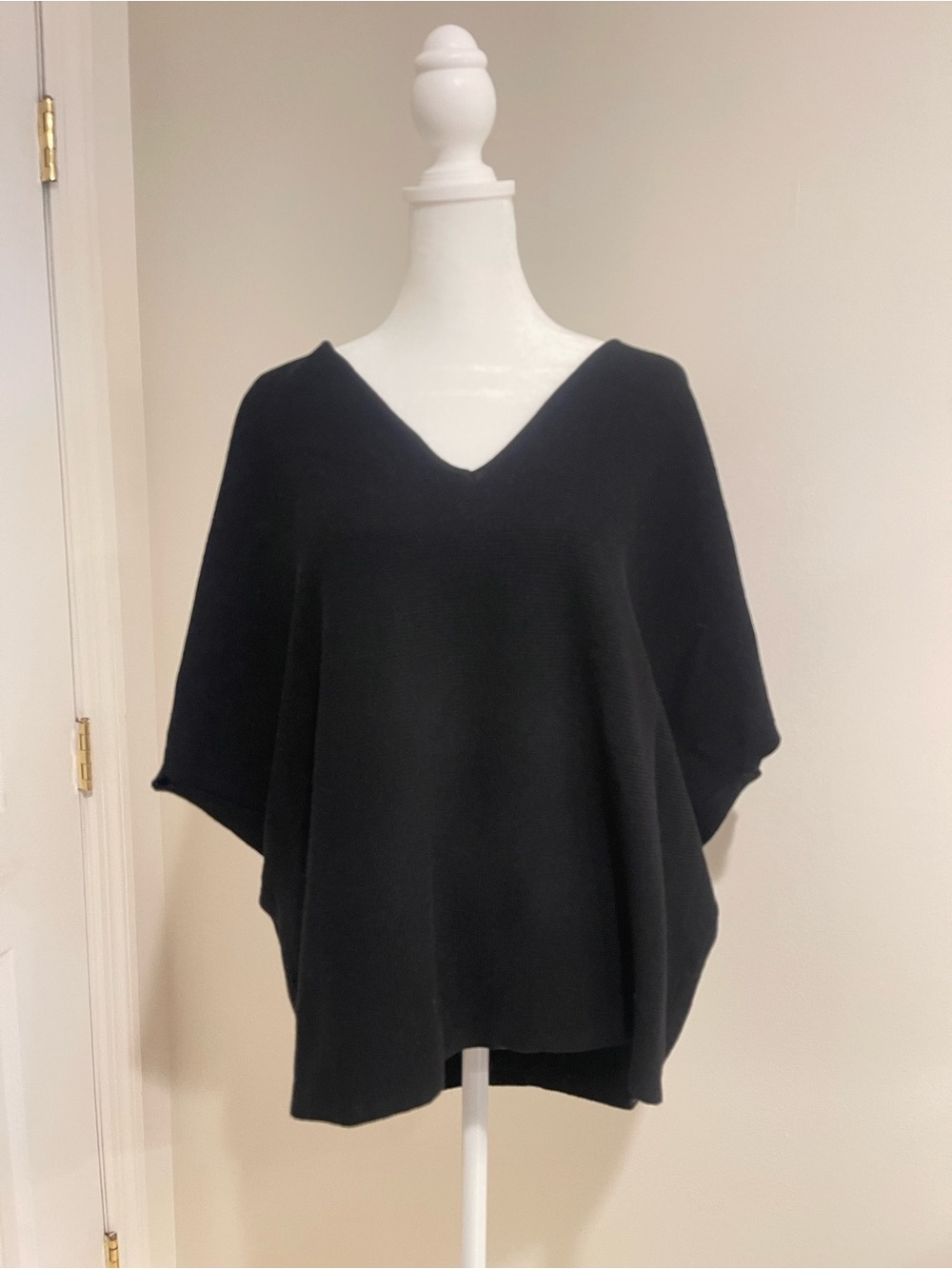 Cyrus Black V-Neck Draped Sweater